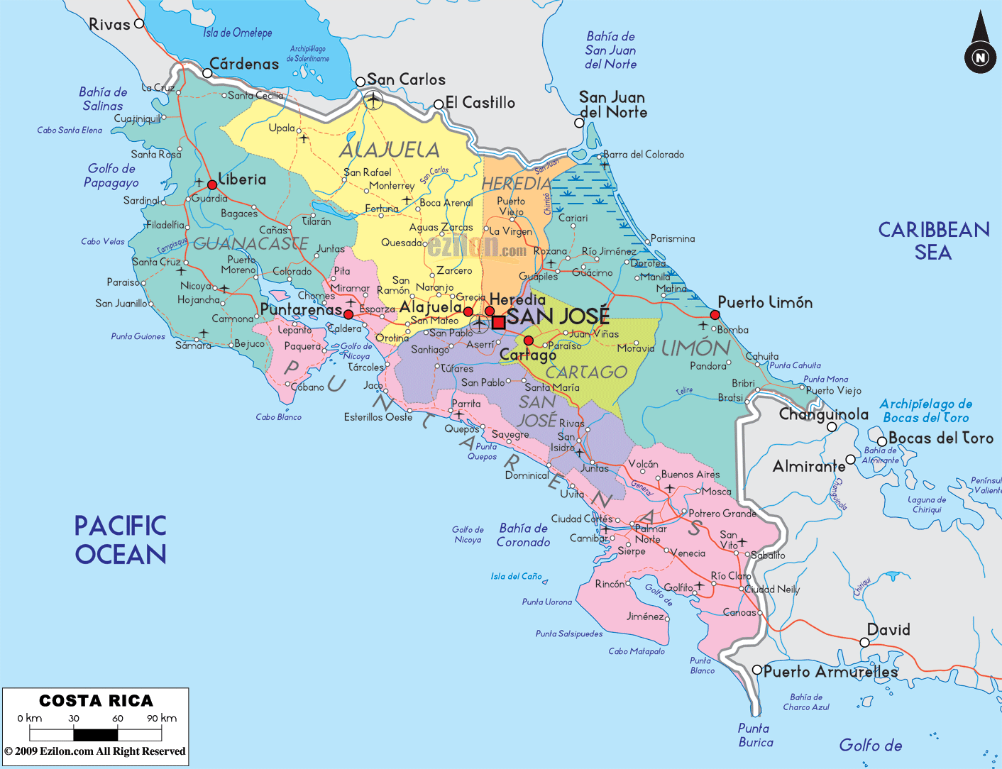 Political Map Of Costa Rica 